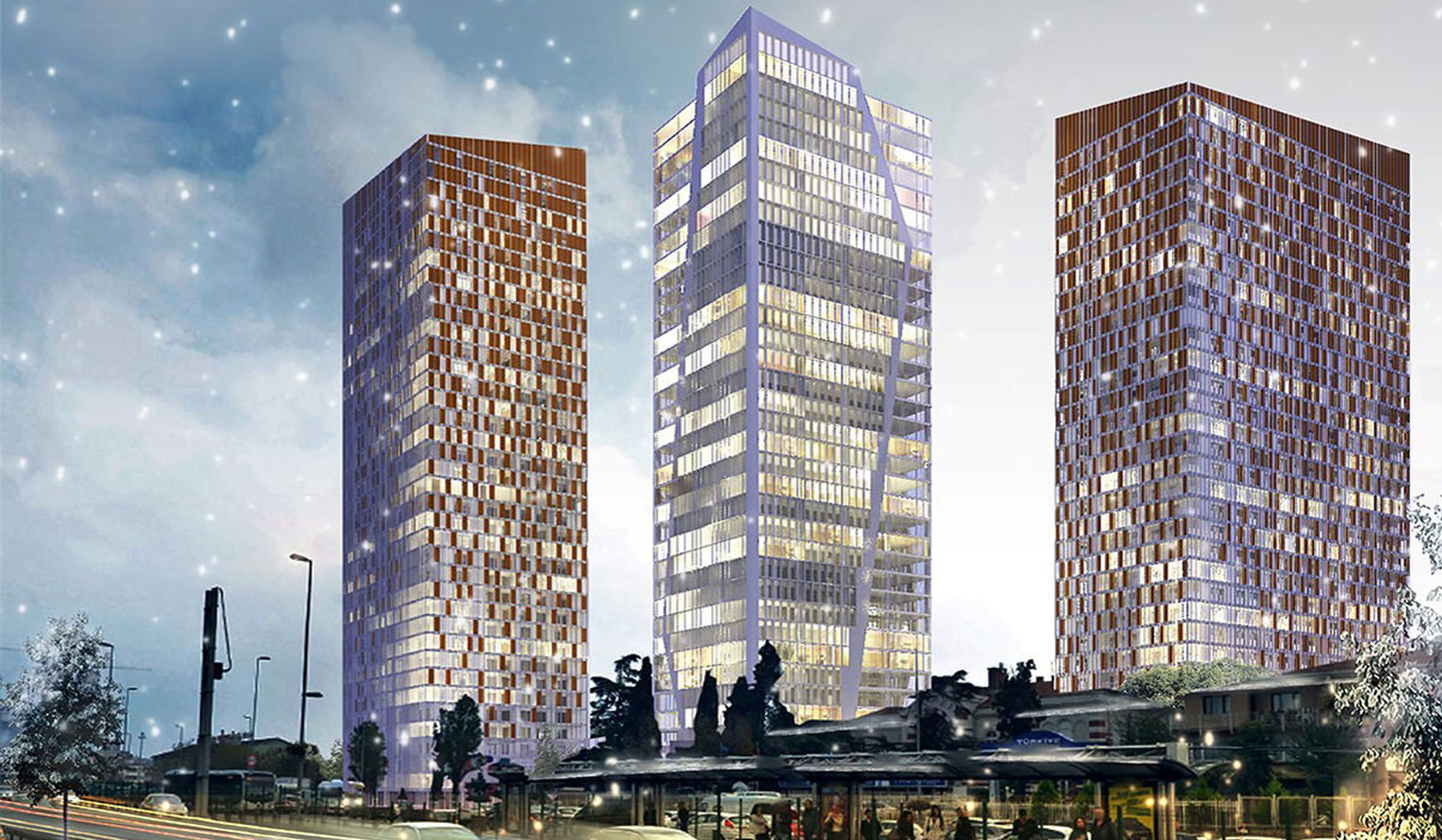 Architectural visualization of the Şişli Mixium towers