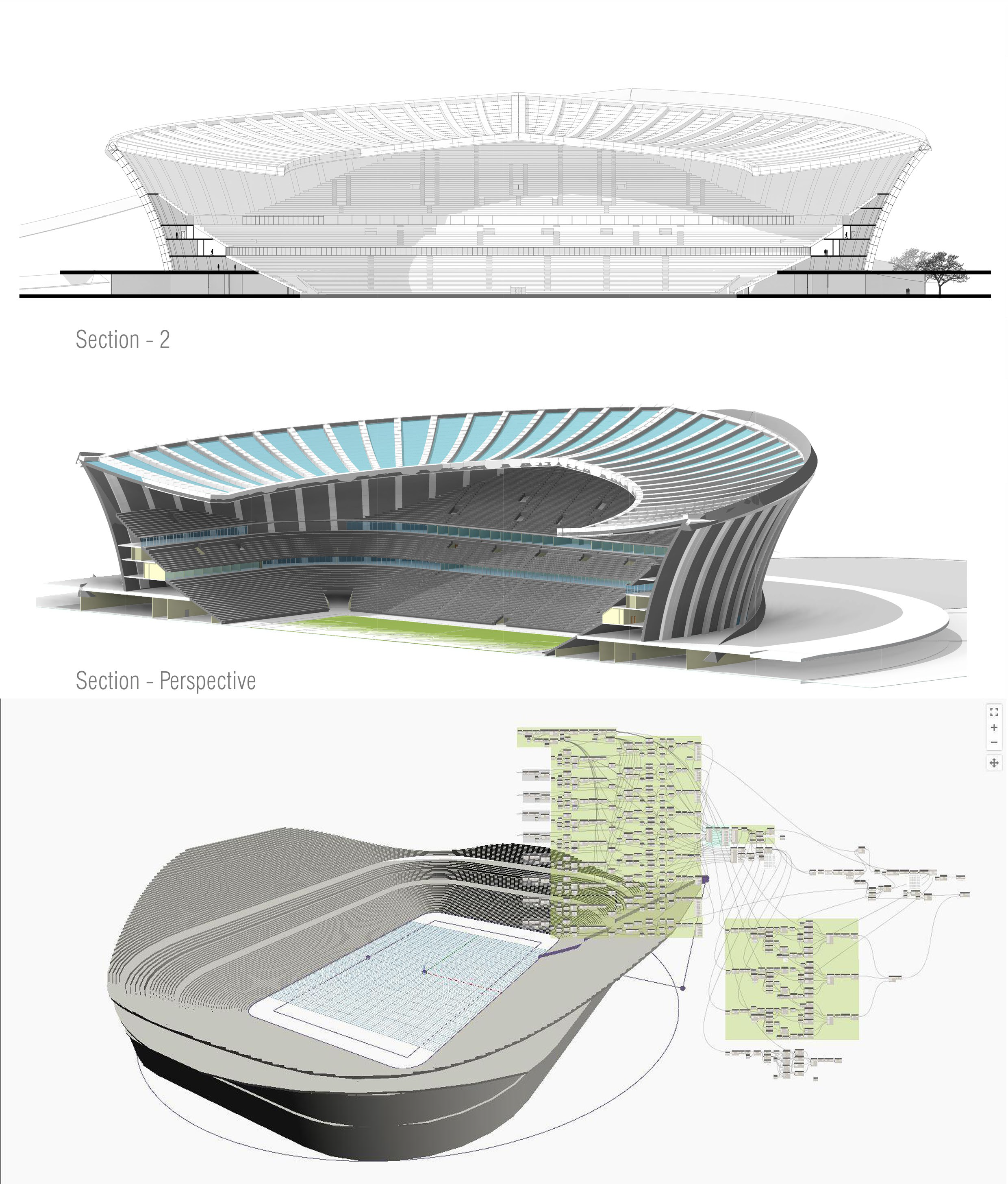 Stadium section, perspective section and Dynamo parametric workflow