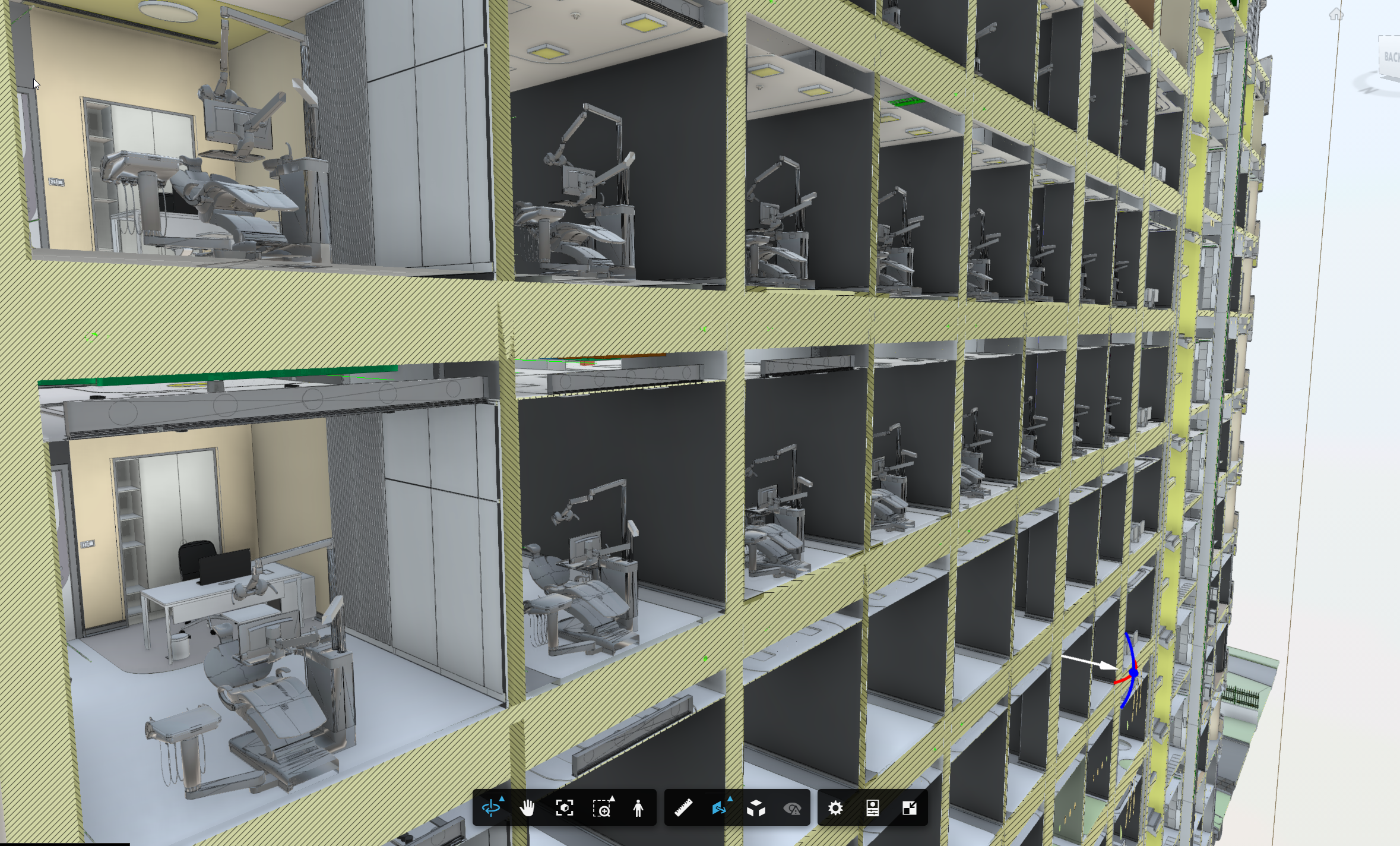 Section cut through a detailed clinical BIM model