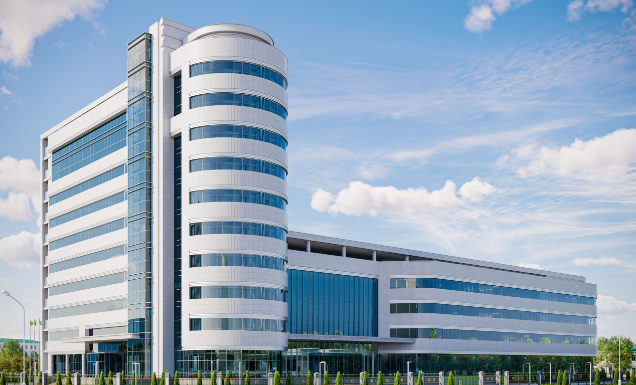 Exterior visualization of the Stomatology Hospital in Ashgabat