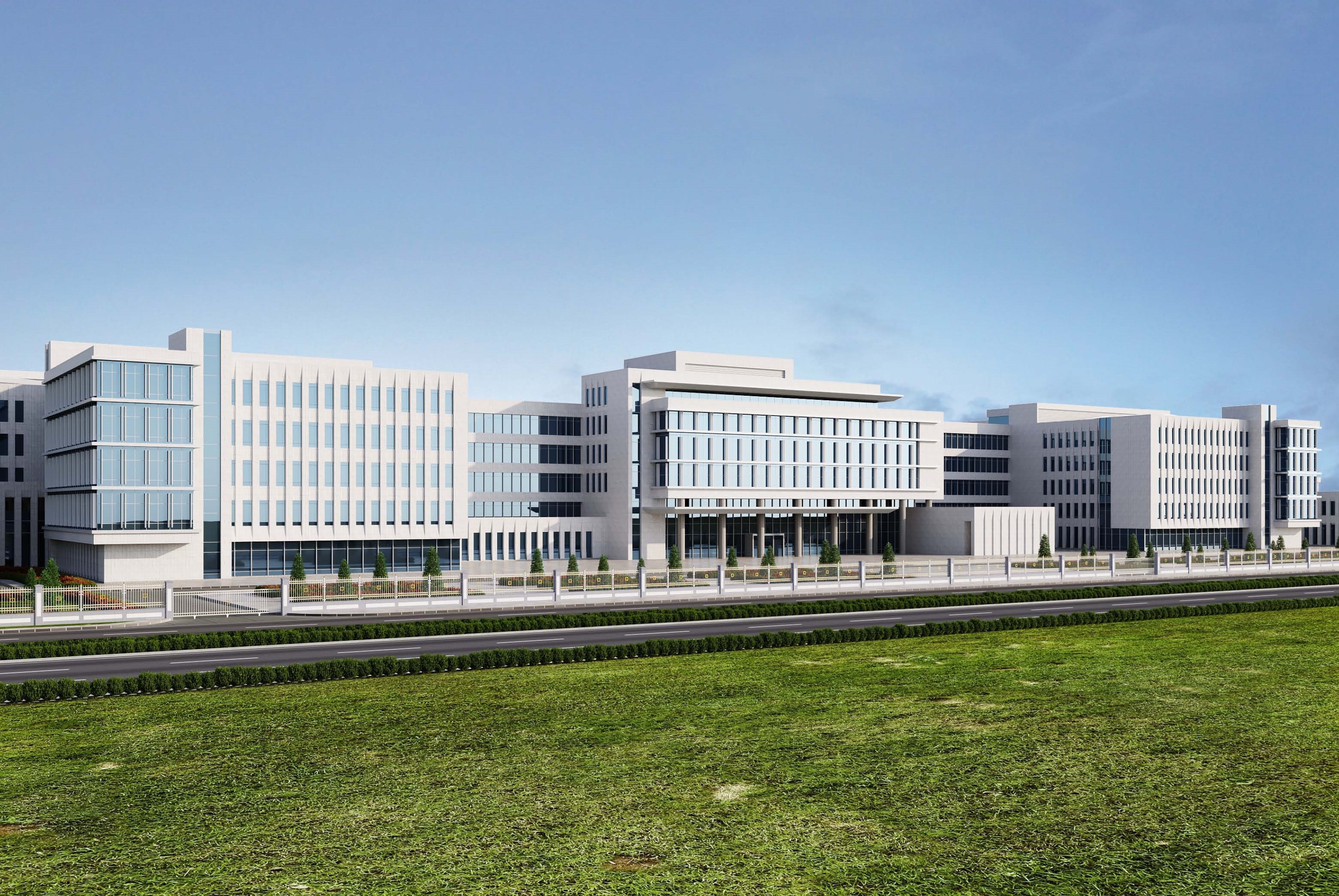 Exterior visualization of the Oncology Hospital in Ashgabat